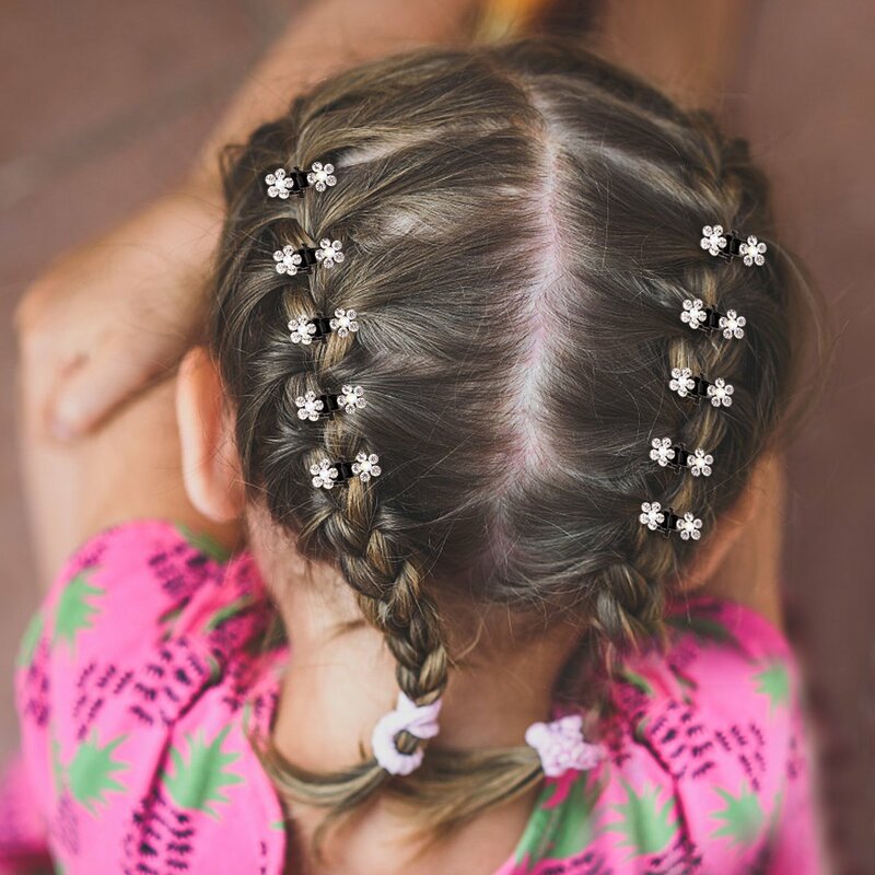 Mini pinzas de Metal antideslizantes para el cabello para niñas, accesorios para el cabello, pinzas para el cabello, horquillas, diamantes de imitación brillantes, flores de colores, 12 unids/set