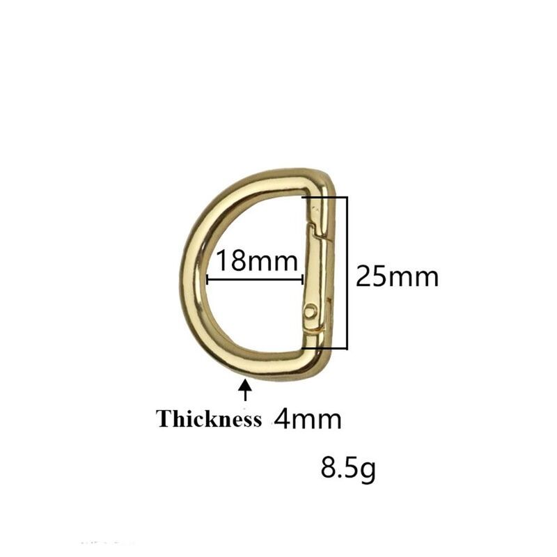 Liga de zinco chapeado portão fivela, D-Shape Push Trigger, anel D, ferramenta ao ar livre, alta qualidade, multicolors, 25*18mm, 2pcs