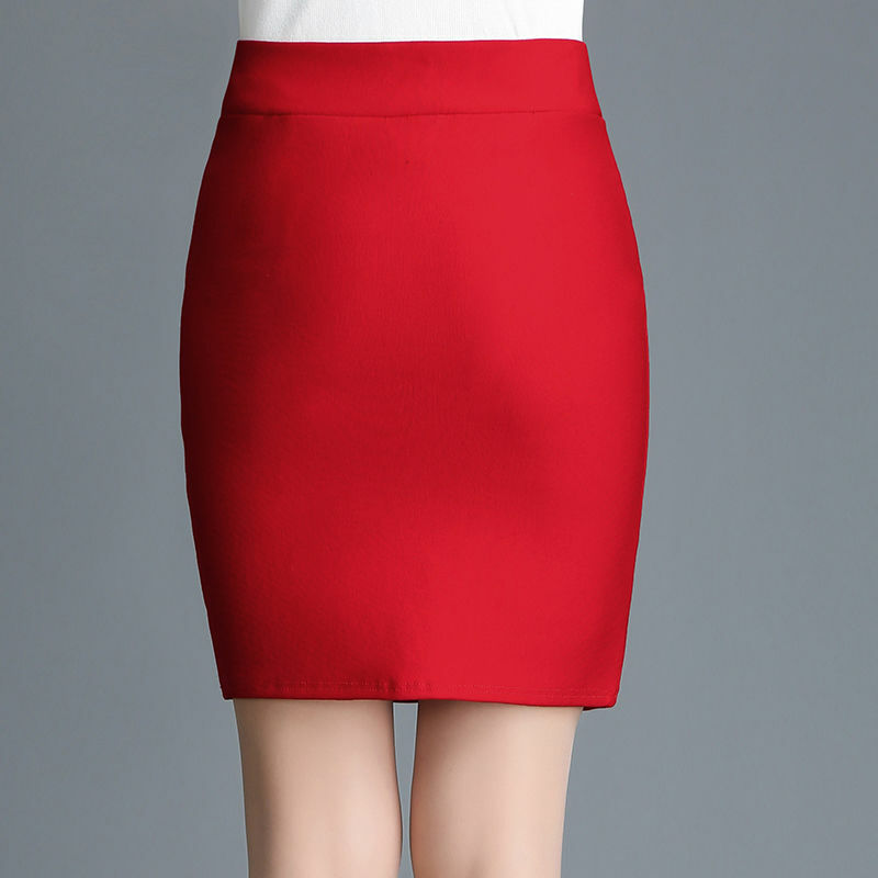 Office Lady Skinny Business Attire Red Hip-hugging Skirt Summer New Women Basic Versatile Fashion Casual Mini Office Wear Skirts
