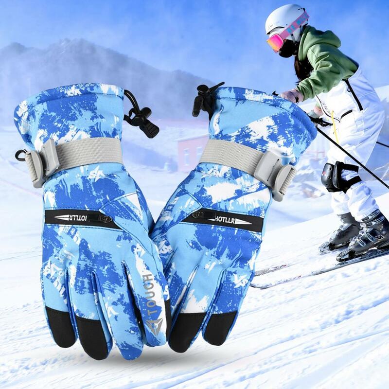 1 par luvas de esqui dos homens luvas de dedo camuflagem engrossar tela sensível ao toque inverno coldproof luvas de inverno esportes acessórios