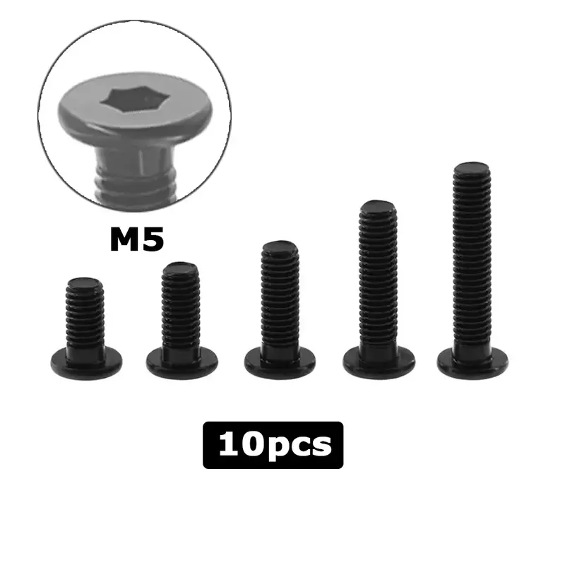 10Pcs/Lot M5 Low Profile Screw Black Carbon Steel Hex Hexagon Socket Ultra Thin Super Low Flat Head Allen Cap Screw Bolt