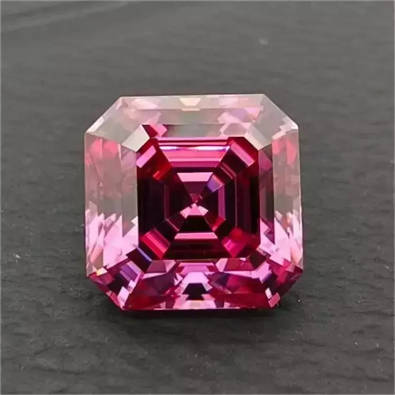 Moissanite Stone Pink Color Asscher Cut Advanced Jewelry Material Pass Diamond Tester for Jewel Making with GRA Certificate