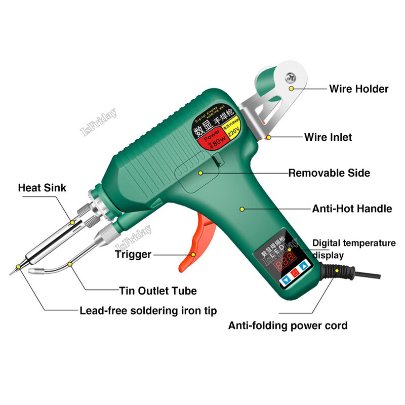 Soldering Iron Hand-Held Auto Send Tin Gun Welding Heating Repair Tools with Removable Solder Wire Holder Electric Tin Welder