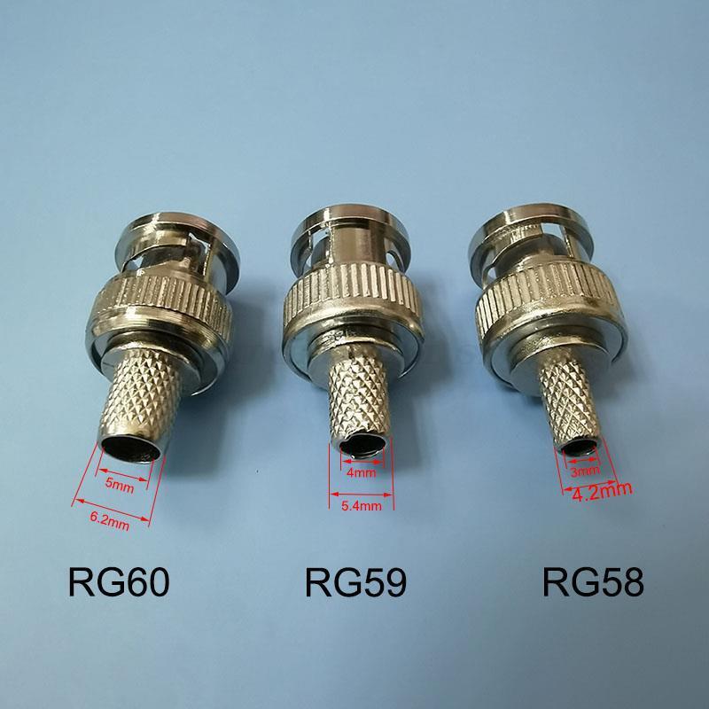 RG58/RG59/RG60 Adapter Plug BNC Male Crimp Type Connector for CCTV Audio BNC Female Coupler Connector Cable