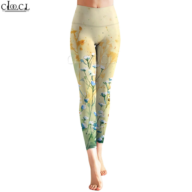 Cloocl mulheres legging bela pintura a óleo 3d impresso calças de cintura alta estiramento fitness esportes leggings exercício shaping