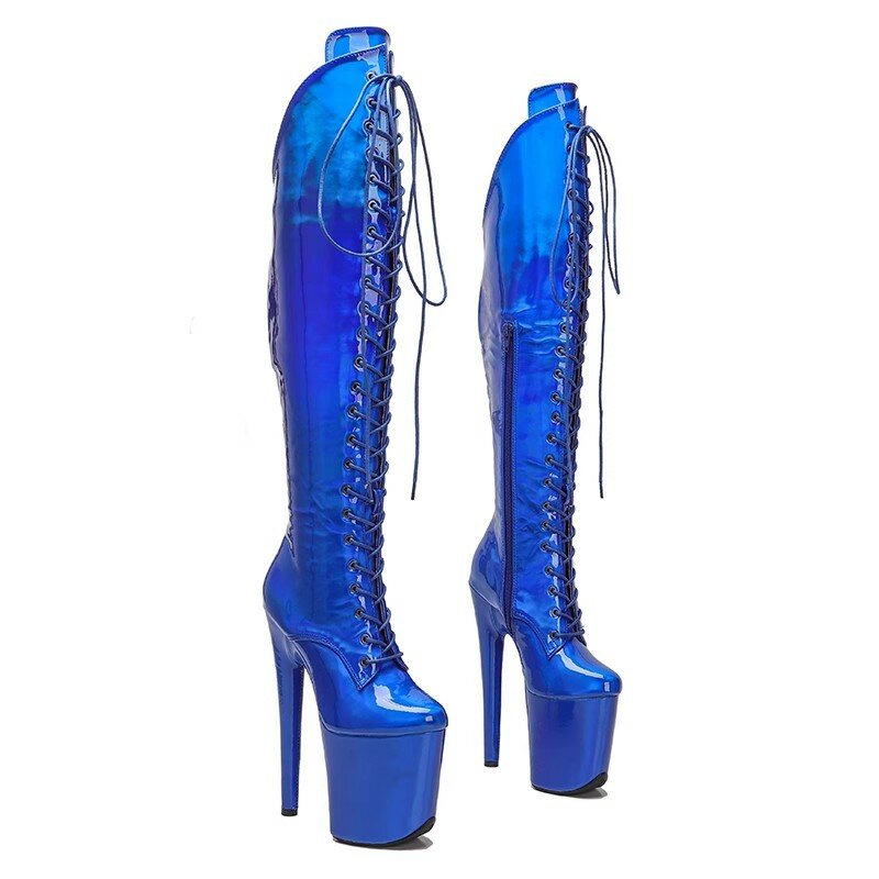 Auman Ale New 20CM/8inches PU Upper Sexy Exotic High Heel Platform Party Women Boots Nightclubs Pole Dance Shoes 160
