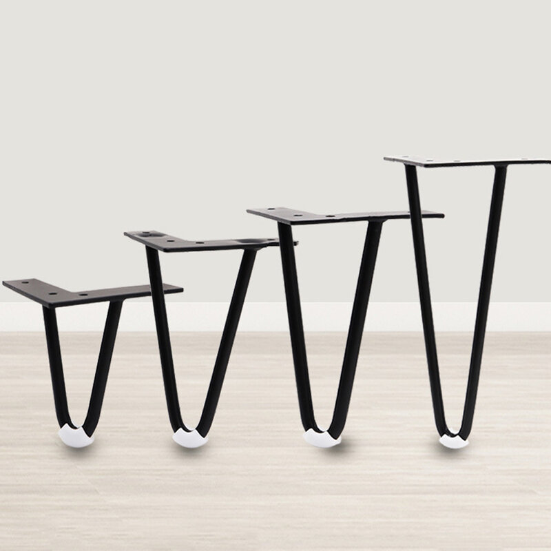 Ferro Hairpin Metal pernas para móveis, mesa de café, cômoda, armário de banheiro, sofá e cadeiras, preto e dourado, 10-40cm, 4PCs