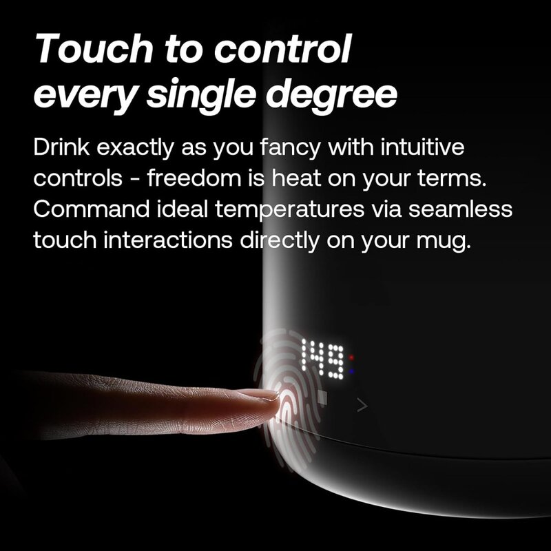 Temperature Control & Self-Heating Smart Mug, Touch & App Control, 14oz Coffee Warmer with lid, 120 Minute Battery Life