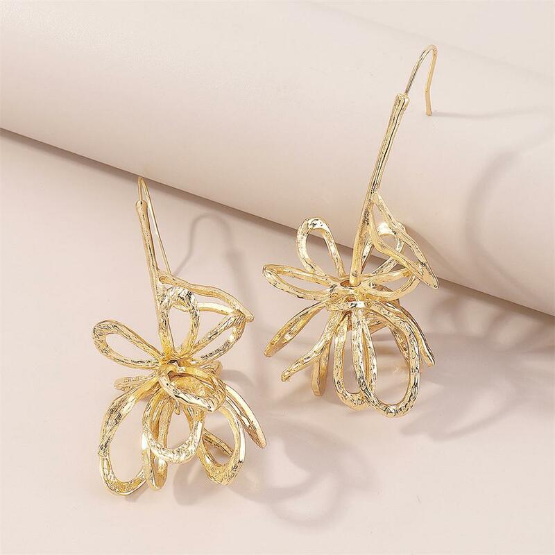 ZA anting-anting menjuntai bentuk bunga logam warna emas baru 1 ~ 20 buah perhiasan untuk wanita anting-anting Tulip berongga Vintage wanita