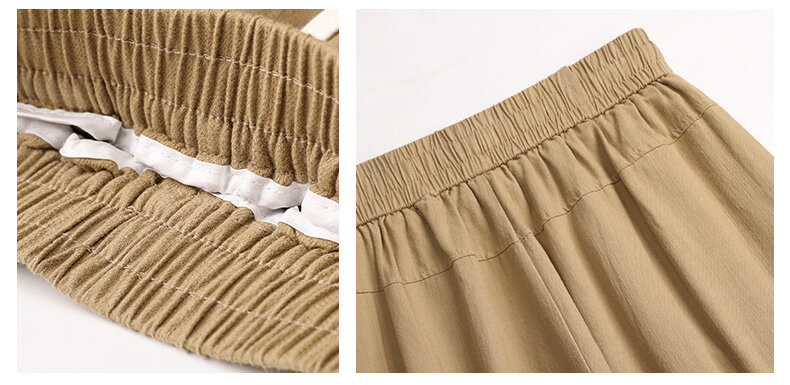 Pantalones Cargo de cintura alta para mujer, pantalón holgado de lino y algodón, informal, de pierna ancha, C363, primavera y verano, 2024