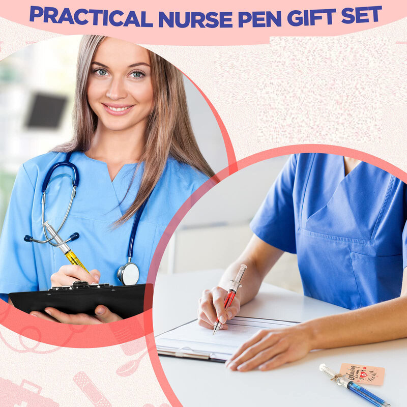 노벨티 의료 볼펜, 간호사, 간호 학생용 선물, 재사용 가능한 주사기 펜, 다양한 색상, 40 개