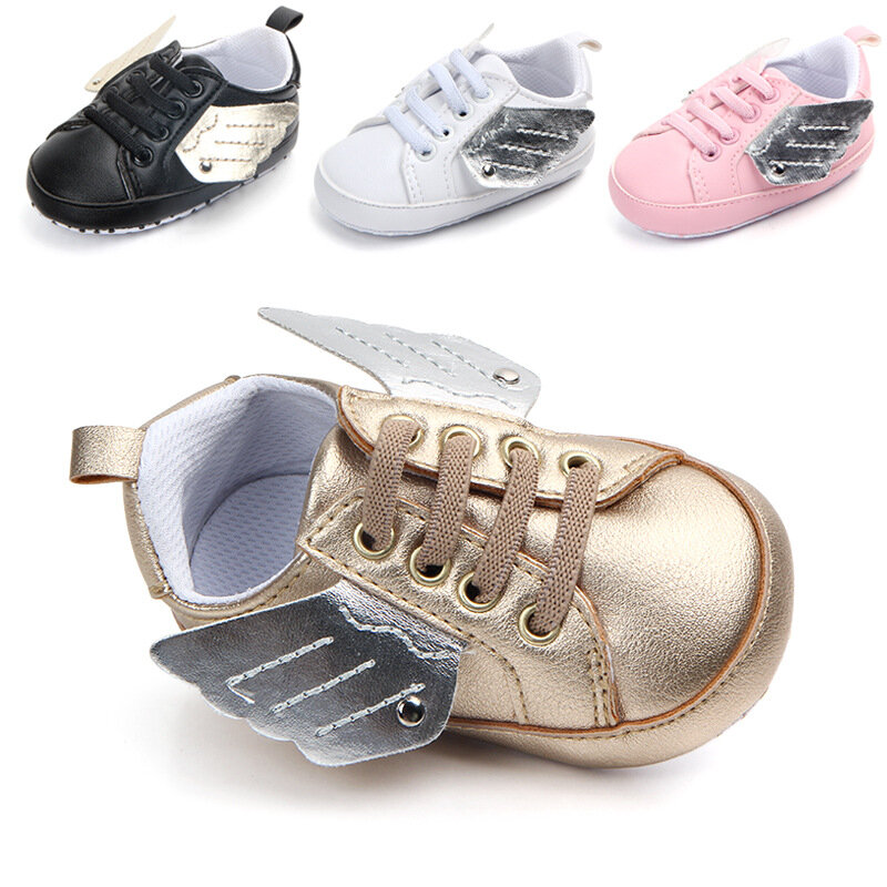 Asas de anjo-sapatos clássicos para bebê, sapatos infantis, quatro cores, sapatos infantis