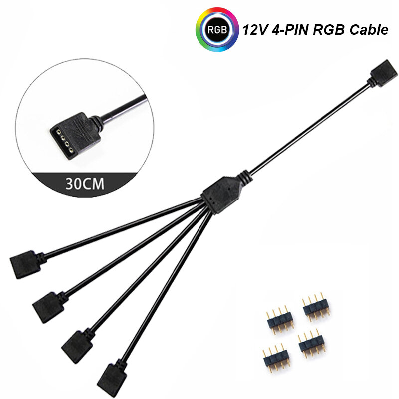 Cable adaptador de extensión AURA RGB de 12V/4 pines, 5V/3 pines, placa base a 2 o 3 4 Conectores divisor Hub F PC tira de luz LED, Stock X