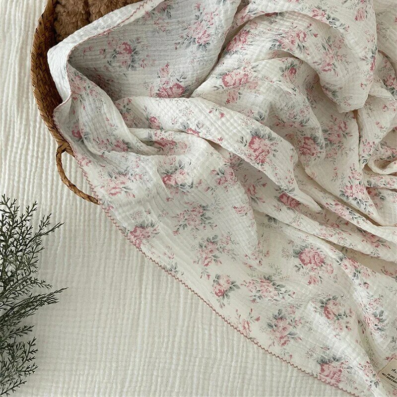 Couverture en mousseline de coton doux pour bébé, motif floral, pour nouveau-né, serviette de bain à séchage rapide, pour poussette