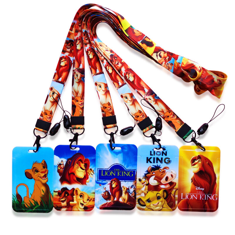 Disney De Lion King Id Kaarthouder Lanyards Simba Mannen Neck Strap Credit Card Case Jongens Badge Houder Intrekbare Clip
