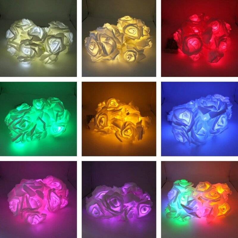 2M Đèn LED 20 Bóng Hoa Hồng Hoa Tiên Đèn Pin LED Dây Ánh Sáng Kỳ Nghỉ Giáng Sinh Valentine Cưới Vòng Hoa Trang Trí