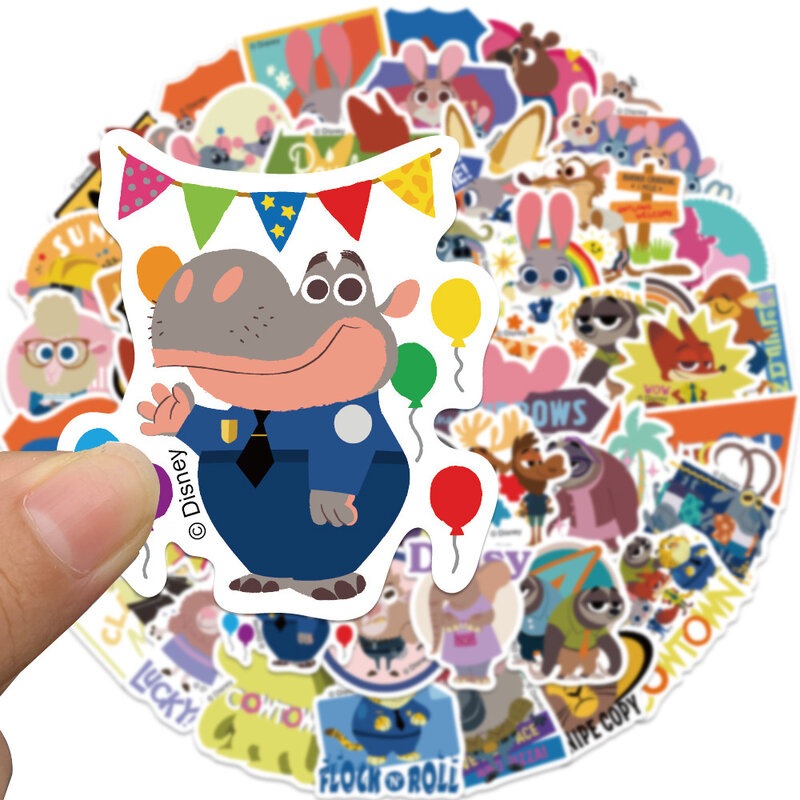 Pegatinas de dibujos animados de Disney Zootopia para niños, 50 piezas, Judy, Hopps, Nick Wilde, calcomanías de Graffiti, portátil, equipaje, álbum de recortes, diario, juguete