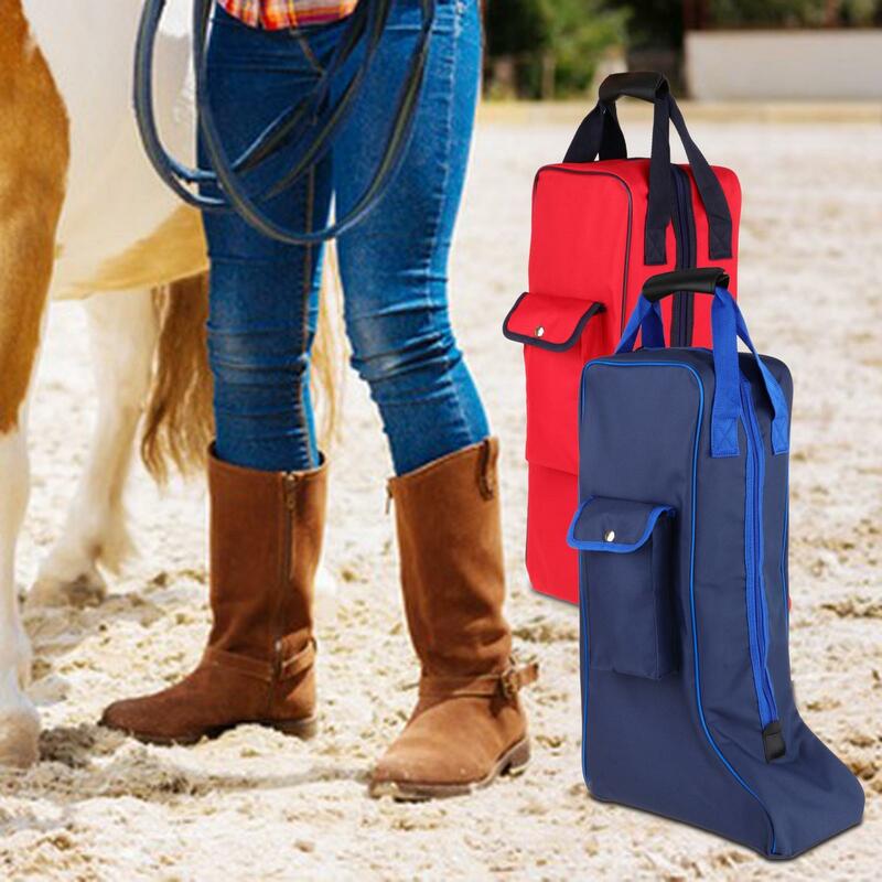 Horse Riding Long Boot Bag with Top Handle Waterproof for Skiing Hiking Side Pocket Versatile Equestrian Equipment Organizer