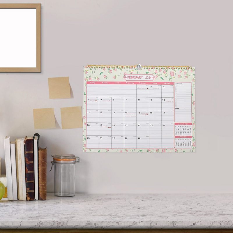 Calendario mensual de pared para escritorio, Bloc de notas, diario, Moderno