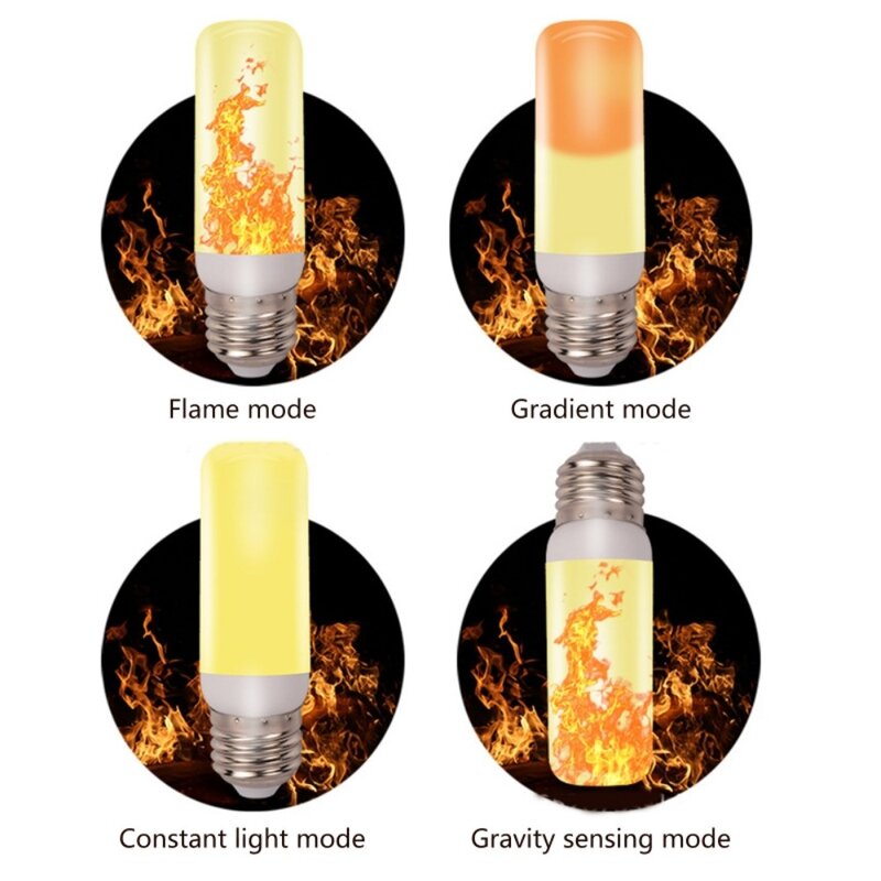 야외 플리커 4 가지 모드 연소 화재 램프 전구, E27 용 LED 불꽃 전구, 화재 효과