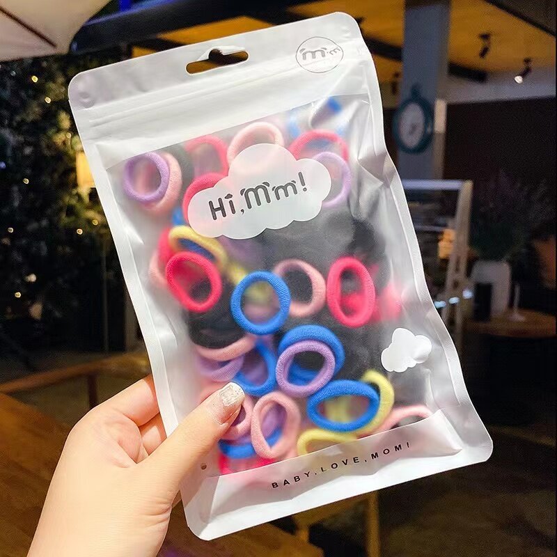 50pcs/Lot Color Towel Ring Girls Hair Ring Elastic Rubber Band Seamless Ponytail Fixer Head Rope Korean Child Hair Accessories
