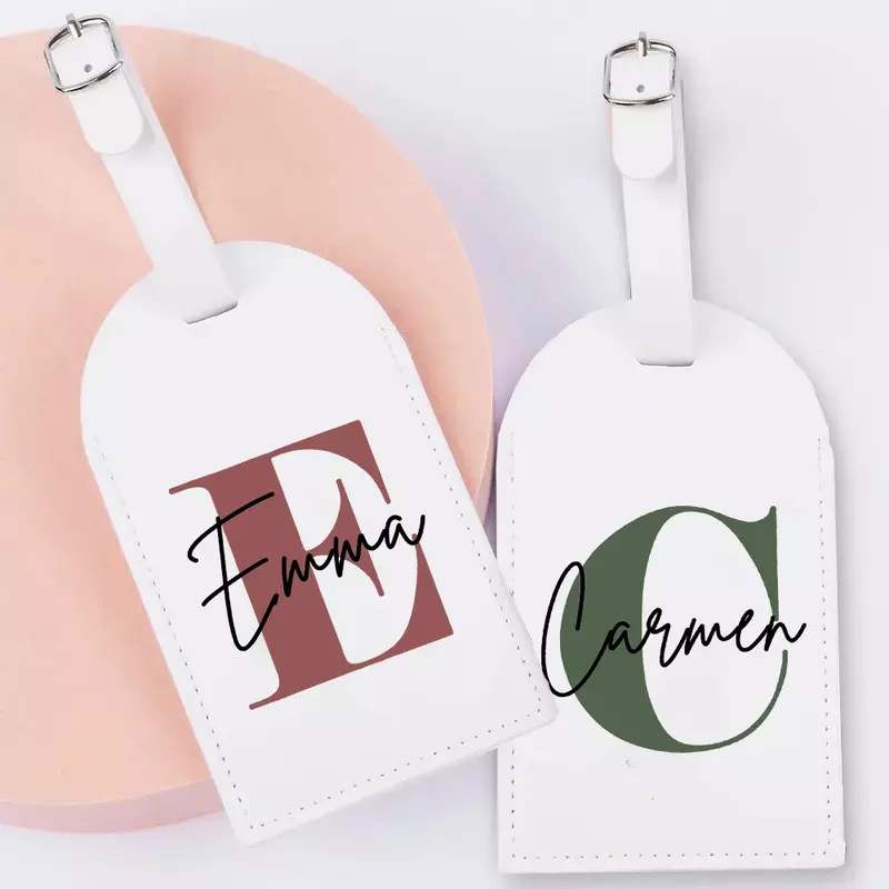 Personalised Monogram PU Luggage Tag Initial with Name Leather for Suitcase Baggage Handbag Tags Travel Bag Label Tag Best Gifts