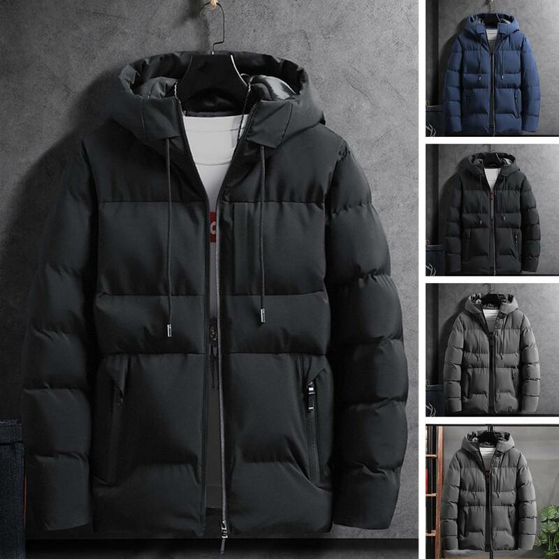 Abrigo ultragrueso para hombre, chaqueta con capucha a prueba de viento, diseño de bolsillo con cierre de cremallera, Invierno