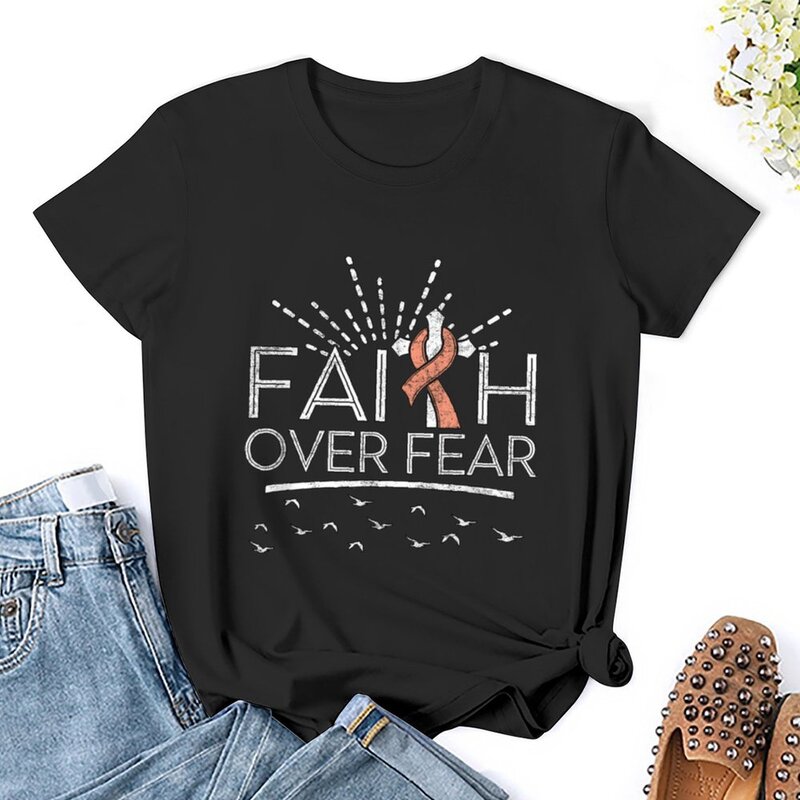قميصّة بشريط الخوخ ، السرطان ، الإيمان على الخوف ، الحجم الصغير