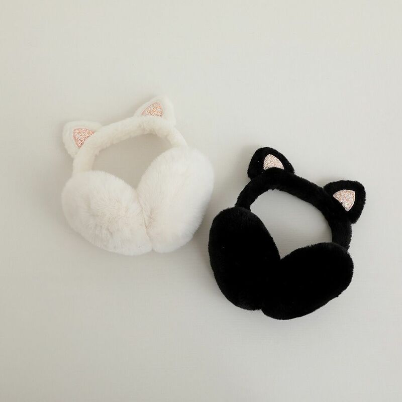 Confortável macio gato orelha Earmuff para mulheres, Earflap pelúcia bonito para crianças, capa de orelha monocromática, proteção fria