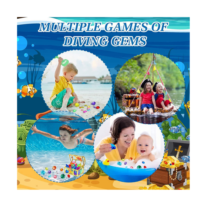 24Pcs Diving Gems Pool Toys Large Oceans Gem Diamond Gems Pirate Treasure Chest Summer Underwater Swimming Toys