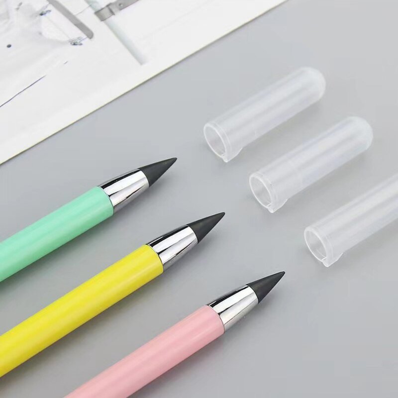 Solid Color Unlimited Writing Pencil Wear Resistant Stationery Inkless Pencil Cute Kawaii Forever Pencil Children