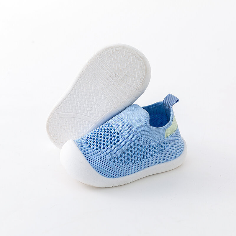 Sapatos prewalker antiderrapantes para bebês e meninos, malha de malha, respirável, tênis casuais, antiderrapante, verão, primavera, popular, novo, 0-3T