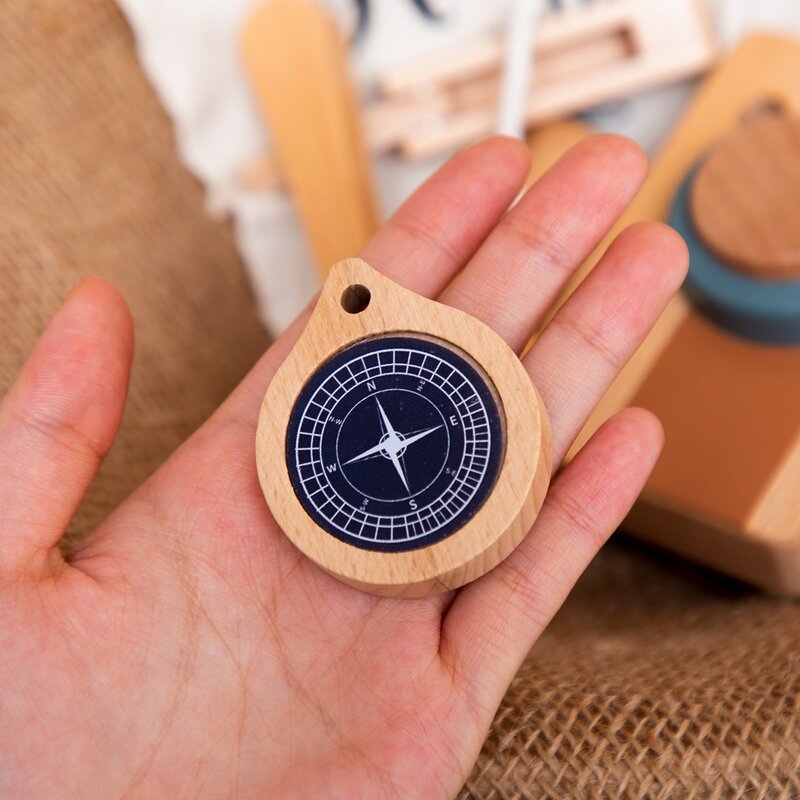 Kids Outdoor Adventure Set Toys Wooden Camera Magnifier Telescope Compass Toy Room Decoration Children Wooden Toy Gifts