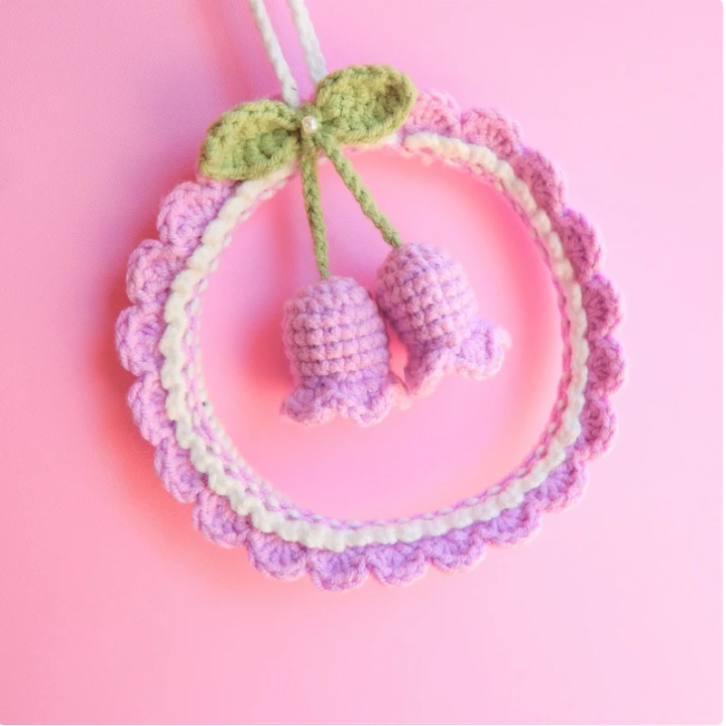 Car Interior Decoration Pendant for Women, Hand-Woven Lily of The Valley, Auto Rearview Mirror, Car Accessories