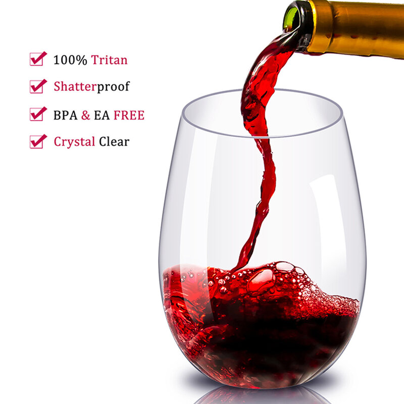 4 шт./компл., небьющиеся пластиковые бокалы для вина, небьющиеся бокалы для красного вина PCTG, стаканы без ножки бокалов es, Многоразовые прозрачные бокалы для фруктов, соков, пива