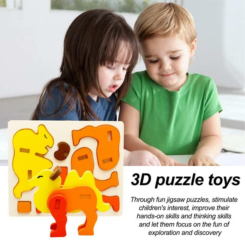 3D Animal Puzzles Wooden Building Blocks Puzzles Game Early Learning Interactive Brain Teaser Toys gifts For Kids Boys Girls