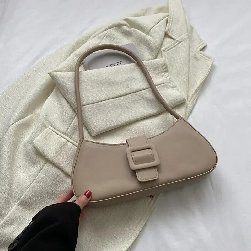 Модная однотонная женская сумка на плечо TOUB043, квадратные сумки под подмышку из искусственной кожи, дамские сумочки для ежедневного использования