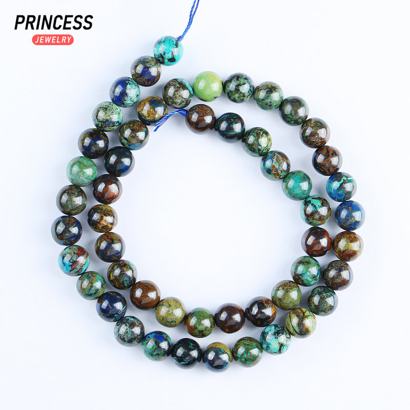 Perles naturelles en azurite et chrysoctruststone A +, 6/8/10mm, pour bijoux, bracelet, collier, accessoires de bricolage, vente en gros