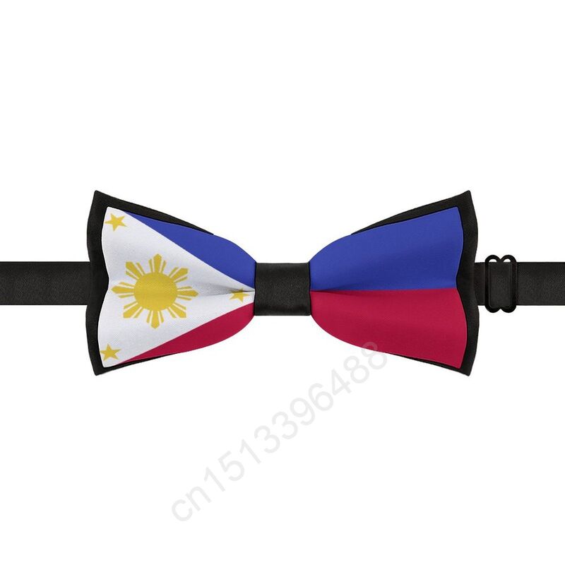 Pajarita de poliéster con bandera de Filipinas para hombre, corbatas de lazo informales a la moda, ropa de cuello para trajes de fiesta de boda, novedad