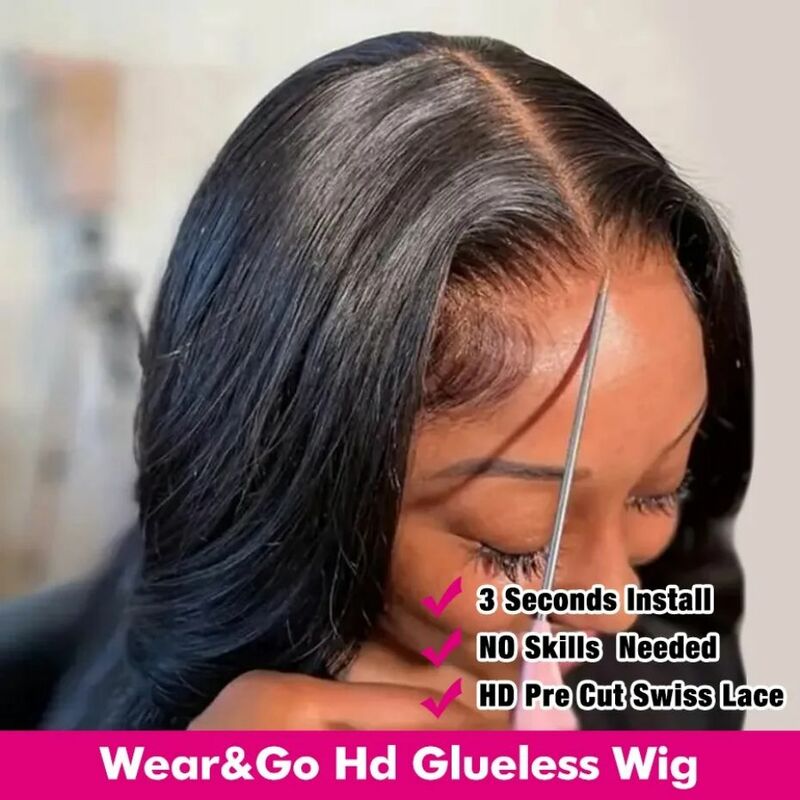 Wear And Go Glueless Human Hair Wig Bone Straight 5x5 6x4 HD Lace Closure Wig Pre Cut Hairline Ready To Go Lace Wig MYLOCKME
