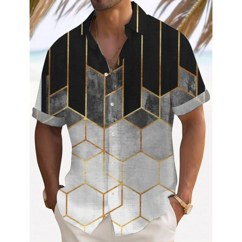 Camisa hawaiana informal para hombre, camisa de manga corta con estampado 3d, ropa transpirable, Verano