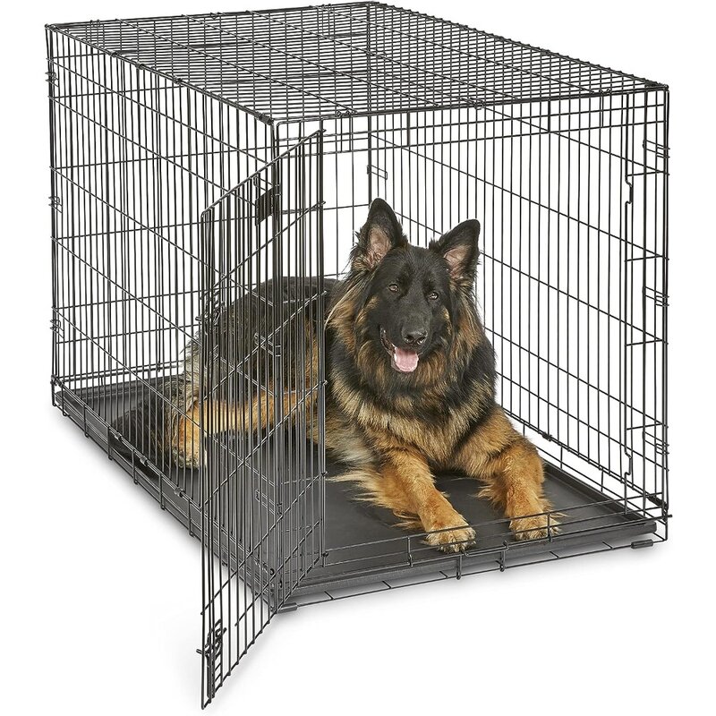 Single Door iCrate Dog Crate, Inclui Panela à Prova de Vazamento, Pés de Proteção ao Chão, Painel Divisor, Recém Melhorado, Novo