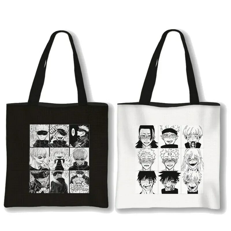 Japoński Jujutsu Kaisen anime płócienna torba Harajuku casual punkowy nadruk gotycka torba na zakupy o dużej pojemności gotycka damska torba na ramię