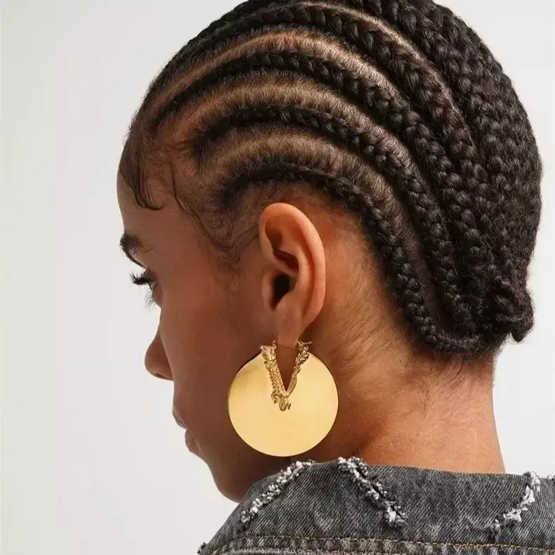 Europa gioielli di alta qualità grande circolare in ottone placcato oro 18 carati orecchino donna Designer Brand Trend
