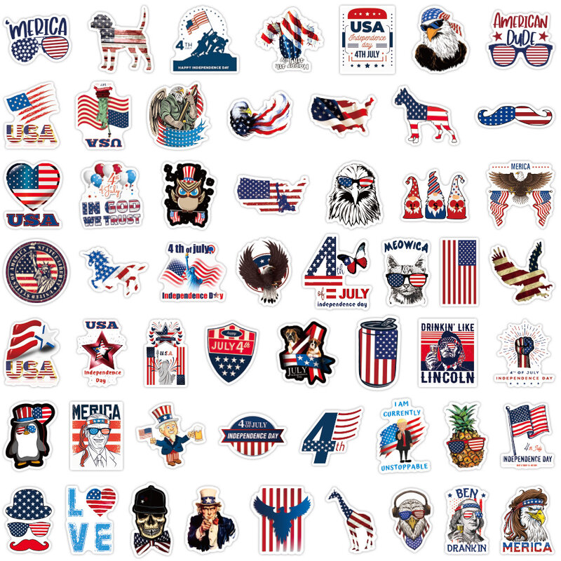 10/30/50 Buah Hari Kemerdekaan Bendera Iman Stiker Decal Bagasi Perjalanan Ransel Skateboard Telepon Laptop USA Stiker Grosir