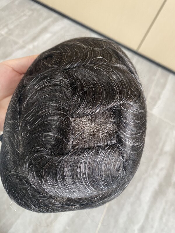 Новый Стиль Серый Черный разные цвета прочный для мужчин микро кожа мужской парик 100% человеческие волосы кожа полная ПУ капиллярный протез распродажа