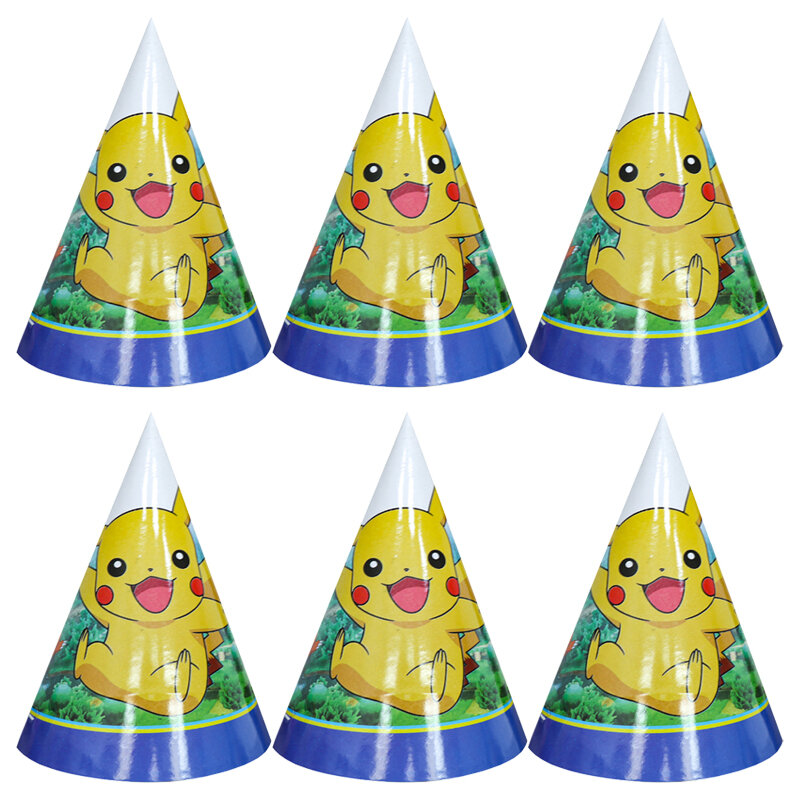 Pokemon Party Caps Pikachu Paper Hats Cartoon Figure Cosplay Hat Party Supplies Happy Birthday Toys Birthday Gift Party Favors