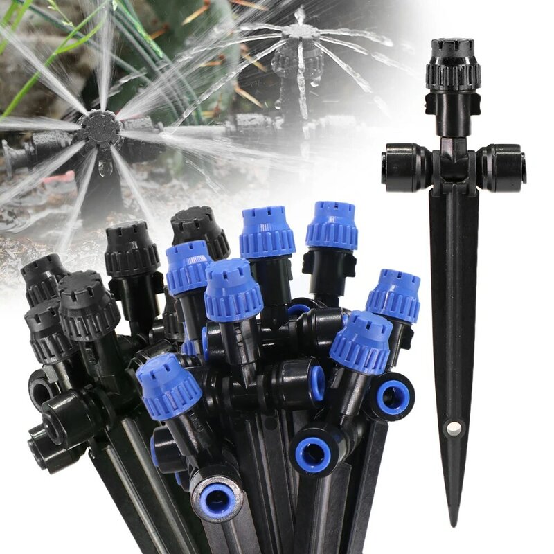 10/20pcs 180° 8-holes Drippers Misting Nozzles With Movable Stake Quick Insert Atomization Sprayer and Adjustable Watering Tool