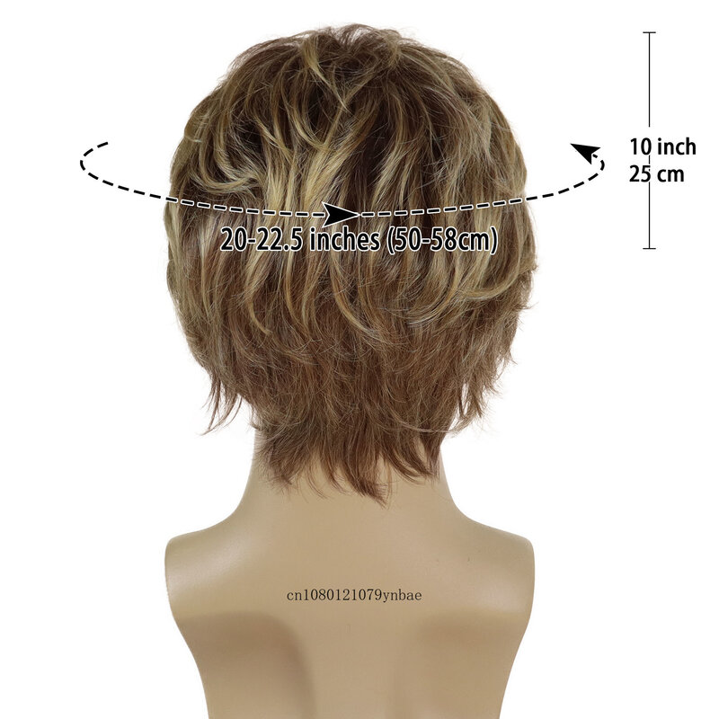 Short Synthetic Hair Brown Wigs with Bang for Men Male Heat Resistant Fluffy Layered Wig Adjustable Cap Size Daily Costume Party