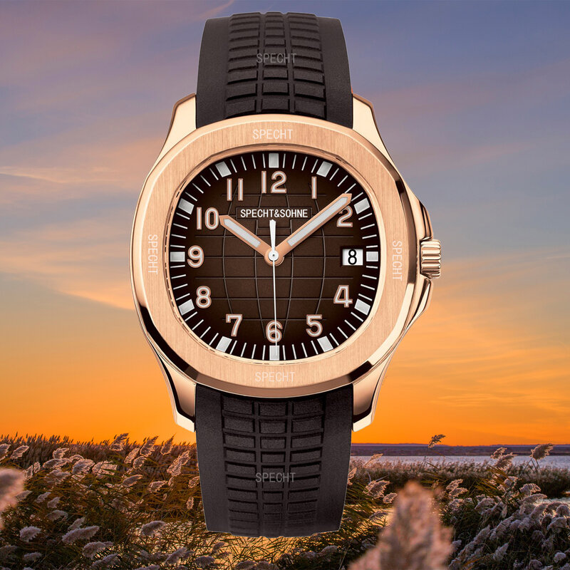 Роскошные автоматические часы 2024, мужские часы Miyota 8215 Movt с резиновым ремешком, классические спортивные наручные часы, мужские часы